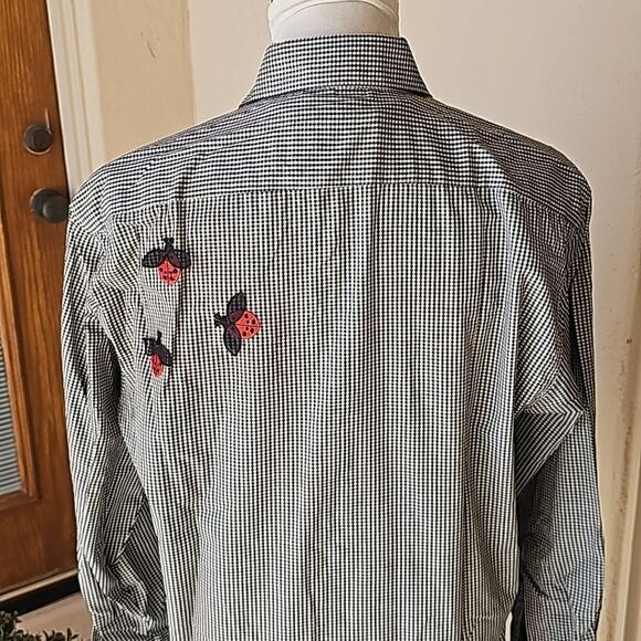 Ladybugs everywhere!long sleeve button front blouse - Picture 5 of 10